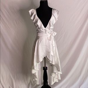 White wrap around flow dress